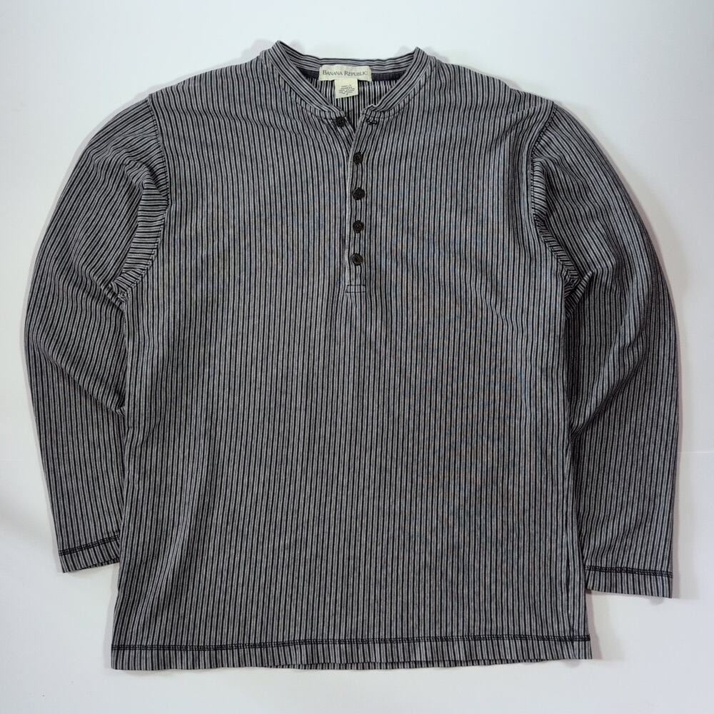 Banana Republic 90s Ribbed Striped Henley Long Sleeve Shirt S